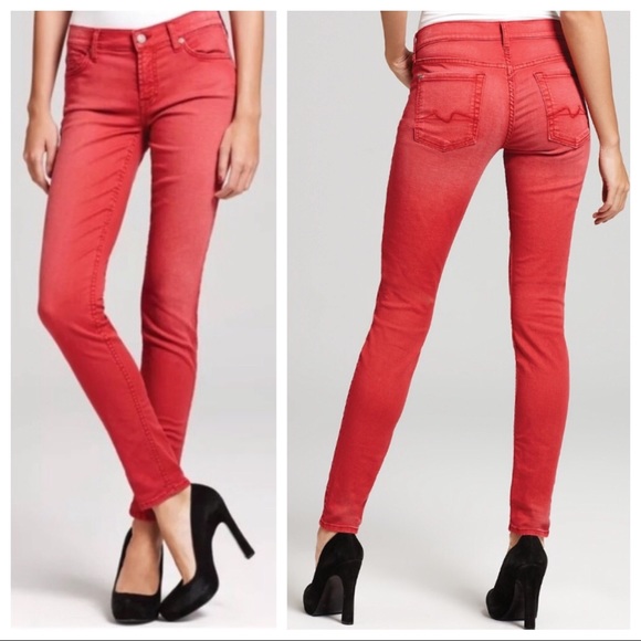 7 For All Mankind Red Gwenevere Skinny Jeans - Picture 2 of 6